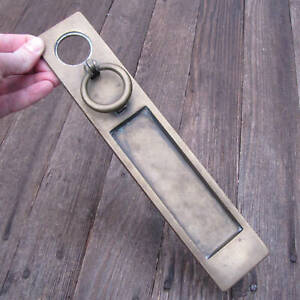 Old Vertical Brass Letter Box Plate WORKING SPRING with Yale Lock Keyhole