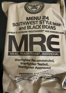 MRE Meal 24 Southwest Style Beef Black Beans Inspect Date 2025 or Later - Picture 1 of 2
