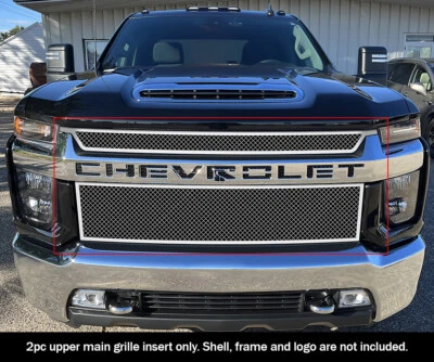 Fits 2020-2023 Chevy Silverado 2500/3500 LT Upper Stainless Chrome Mesh Grille - Image 1 of 4