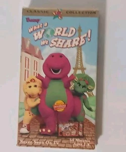 Classic Collection Barney What a World We Share Vintage VHS Never Seen On TV - Picture 1 of 5