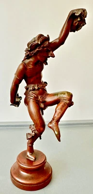 H.DEMANGE ANCIEN EN BRONZE DANSEUR PATINE BRUNE SIGNÉ Époque 19ème. - Photo 1/4