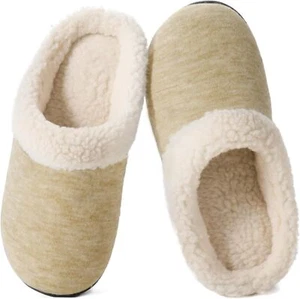 Women's Cozy Sherpa Fleece Slippers with Memory Foam House Shoes Slip on - Picture 1 of 25