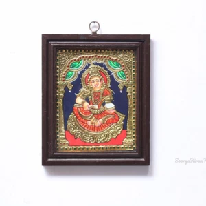 Annapurna Devi Goddess Parvati Tanjore Painting Hindu Home Temple Wall Decor Art - Picture 1 of 4
