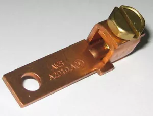 12 to 4 AWG Straight Tongue Copper Terminal Lug - #10 Stud - Uniform Clamp Screw - Picture 1 of 7