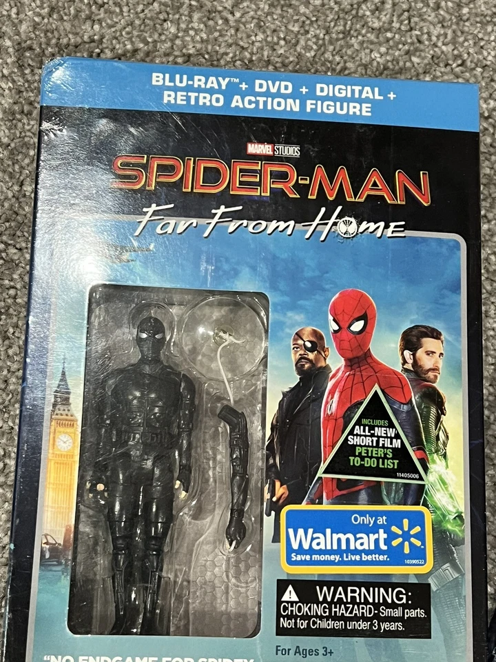 Spider-Man Far From Home (Blue-Ray, DVD, Digital, Retro Action Figure Walmart Ex - Image 1 of 1