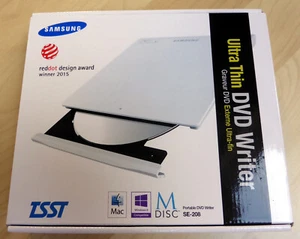 Samsung Thin Portable DVD writer SE-208, USB 2.0, Write speeds 8x DVD 24x CD - Picture 1 of 2