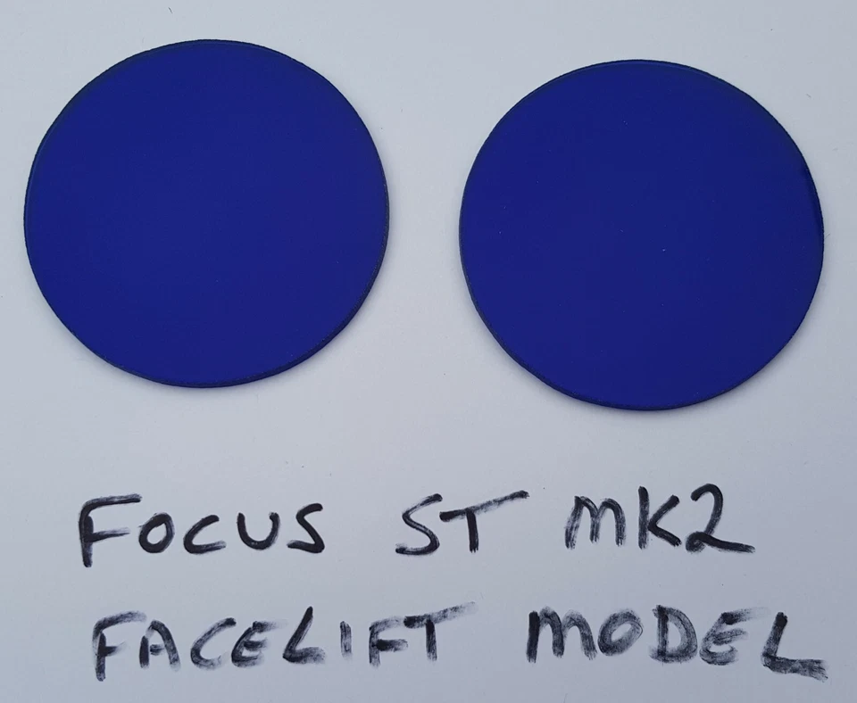 FORD FOCUS MK2 ST FACELIFT MODEL TRANSLUCENT BLUE ACRYLIC FOGLIGHT PROTECTORS - Image 1 of 1