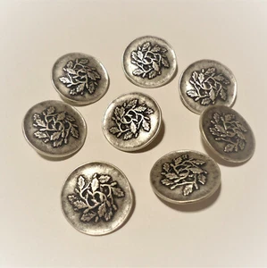 12 Metall Knöpfe *Blätter-Ranke* 2,3cm/23mm altsilbern Ösenknopf Mantel-Jacken - Bild 1 von 4