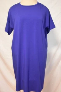 NWT Eileen Fisher Crew Neck T Shirt Dress Tencel/Spandx Boxy Knit Blue Violet-XS - Picture 1 of 14
