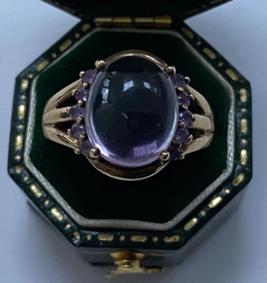 Vintage 9ct Gold Cabochon Amethyst  Ring Size n1/2 - Image 1 of 4