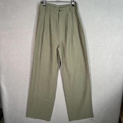 Pantalones plisados para mujer Calvin Klein 27 verdes cintura alta pierna recta Foto 1 de 4