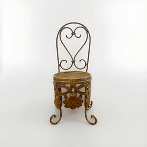 Handcrafted Artisan Wrought Iron Doll Chair 10.5" Tall - Picture 1 of 4