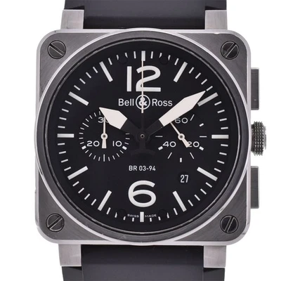 with paper Bell＆Ross BR03-94 BR0394-BL-ST Chronograph Automatic Men's Q#143521 - Image 1 of 4