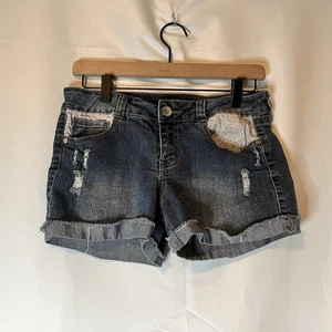 LEI Distressed Cuffed Denim Shorts Size 7 Juniors - Picture 1 of 5