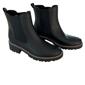 Botín Universal Thread para mujer talla 9 negro tacón grueso sin cordones de cuero sintético - Imagen 1 de 8