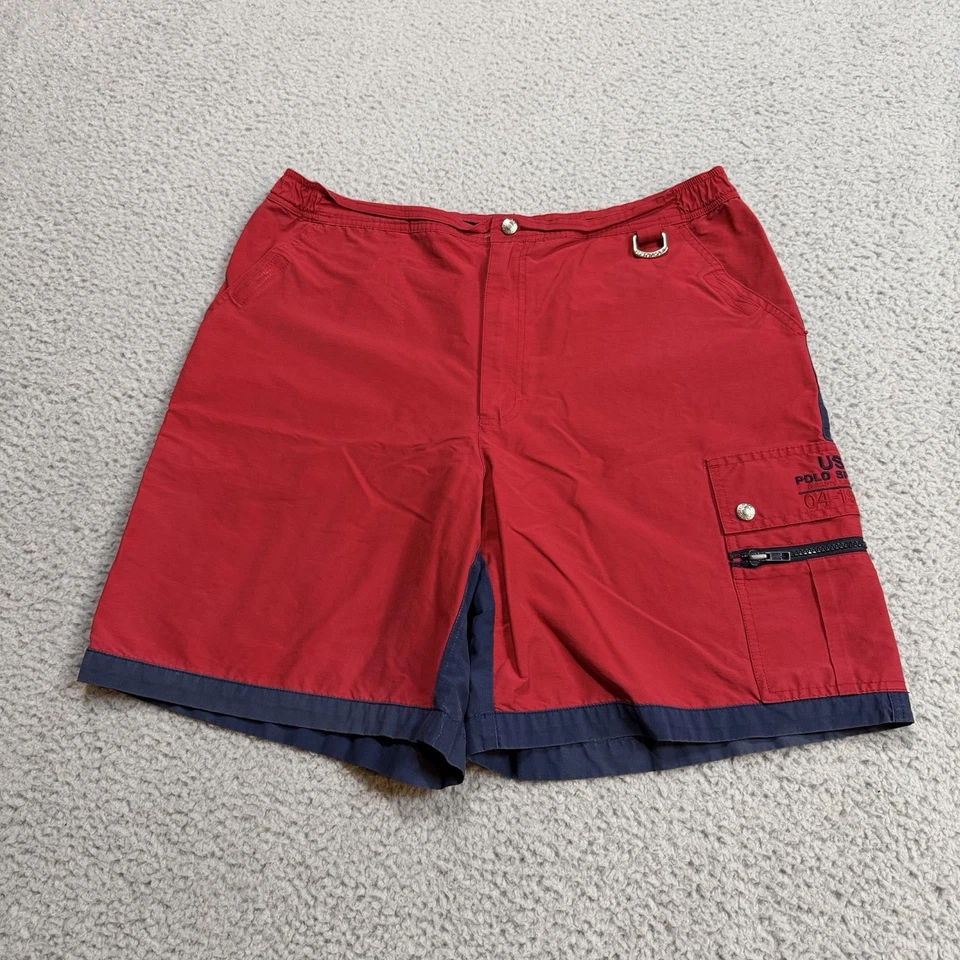 Pantalones Cortos De Colección Polo Deportivos Ralph Lauren Para Hombre Extra Grandes Rojo Azul Vela Nylon 1996 Foto 1 de 4