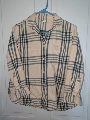 Camisa MADEWELL Franela Grande Ex-Novio Top Ventana Verde Crema Talla XS Foto 1 de 4