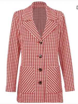 Chaqueta Cabi Pata de Gallo Roja Suave Blanca/Marfil Talla Bolsillos Pequeños Foto 1 de 4