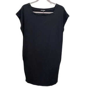 Eileen Fisher Kleid Damen klein schwarz eckiger Ausschnitt Kurzarm Jersey Strick - Bild 1 von 8