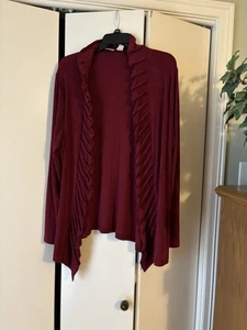 Chico’s Travelers Classic Red 35th Anniversary Pleated Jacket Open Size 3 - Picture 1 of 4