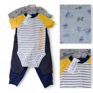 Carters Baby Boys 9 & 12 M Bugs and Stripes 4 Piece Outfits Body Suits Pants - Picture 1 of 7