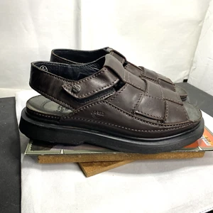 Y2K Dr. Martens 9070 Fisherman Brown Leather Woven Strap Mens Size 10 Sandals - Picture 1 of 20