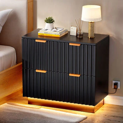 Archivador lateral de 2 cajones con luz LED archivador para organizador de oficina Foto 1 de 4