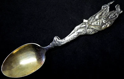Cuchara de plata esterlina rara antigua de cuerpo completo de la familia indígena nativa americana Foto 1 de 4