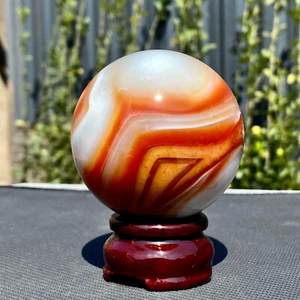 350G Natural Rojo Naranja Ágata Cornalina Cristal Pulido Bola Palma Piedra - Imagen 1 de 15
