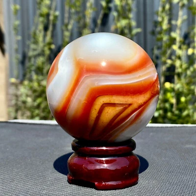 350G Natural Rojo Naranja Ágata Cornalina Cristal Pulido Bola Palma Piedra Foto 1 de 4
