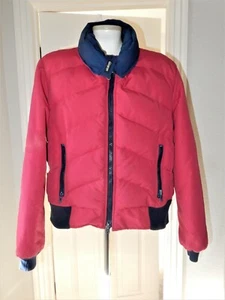 Herren Gr. L SLALOM USA Puffer Gänsedaunen Skijacke gesteppt rosa & blau Nylon   - Bild 1 von 4