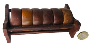 Wood Serviette Napkin Rings With Holdall Vintage Gorgeous ra - Picture 1 of 8