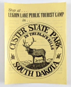 Vintage Window Decal Sticker Legion Lake Custer State Park South Dakota - Picture 1 of 4