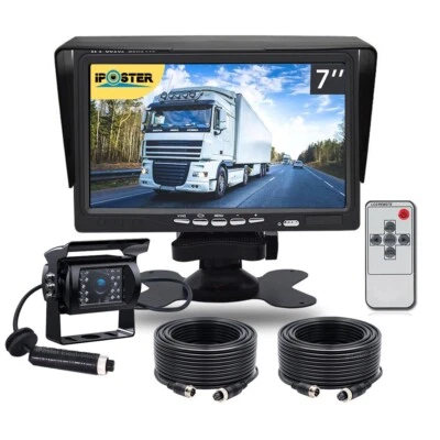 4PIN Rear View Backup Camera 12-24v 7" Monitor Nightvision For 20m Truck Trailer - Image 1 of 4