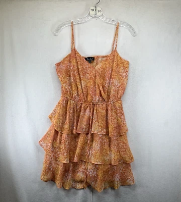 Vestido para mujer mediano naranja tonos funda corta cintura elástica volantes vibraciones de hadas Foto 1 de 4