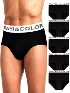 MENS 5MAYI & COLOR LOW RISE SMALL BRIEFS with pouch and fly, Black. - Picture 1 of 5