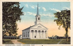 Postal MA: Iglesia Congregacional, Middleboro, Massachusetts, publicada en 1924 - Imagen 1 de 3