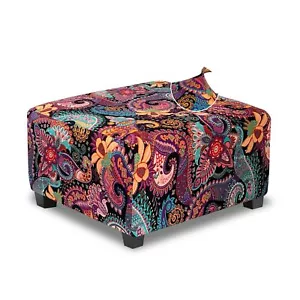 Large Ottoman Cover Square Slipcovers Printed,Stretch Footrest Stool Cover fo... - Picture 1 of 6