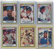 1991 Post Cereal Strawberry, Fielder, Jefferies, Abbot, Canseco, Bonds