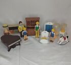 1977 80s Vintage Fisher Price Dollhouse Family Furniture Lot Piano Lamps Hutch