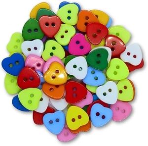 (Pack de 75) Botones Corazón Plástico Color Mixto 12mm - 2 Agujeros Colores Surtidos - Imagen 1 de 1