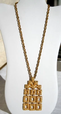 Collar colgante cadena 21" con placa de oro Vermeil sobre cascada colgante Foto 1 de 4