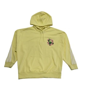 Adidas Hoodie Yellow Drawstring Floral Print Womens UK Size 12-14 BB49 - Picture 1 of 7