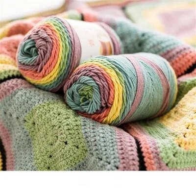 Wool Crochet Hand  Soft  Cotton DIY 100g Yarn 5ply Thick  Knitting Rainbow HOT - Image 1 of 4