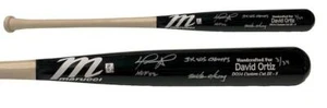 DAVID ORTIZ Autographed "HOF 22, 3x WS Champs" Game Model Bat FANATICS LE 34 - Picture 1 of 2