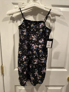 Girls Tank Black Floral Dress Linen Blend - Art Class S 6/7 - Picture 1 of 1
