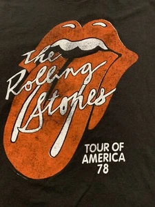 Vintage Logo Rolling Stones schwarzes T-Shirt, Large 1978 Tour of America ~ SCHÖN!! Schwarz S/S - Bild 1 von 5