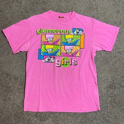 Vintage 90's Daisy Duck Pink Glitter T shirt Glamorous Girls Y2K Size Large - Image 1 of 4