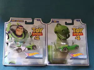 Toy Story 4 "Rex" and "Buzz Lightyear" Hot Wheels Collectible Character Cars - Picture 1 of 6