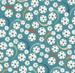 Pickleball Champ•Tossed Pickleballs Fabric! 1 yd BTY•Cotton•Turqoise•Fast Ship! - Picture 1 of 2